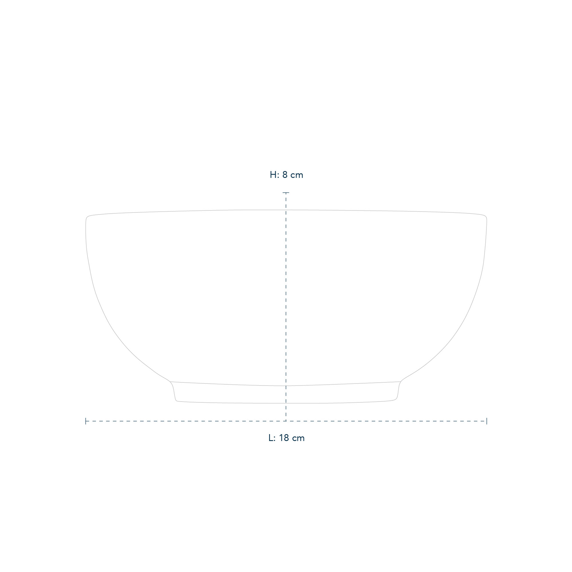 1017190 blue fluted plain bowl 110cl line drawing